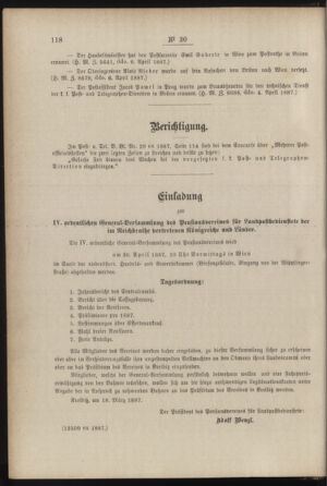 Post- und Telegraphen-Verordnungsblatt für das Verwaltungsgebiet des K.-K. Handelsministeriums 18870412 Seite: 2