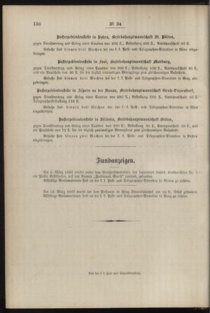 Post- und Telegraphen-Verordnungsblatt für das Verwaltungsgebiet des K.-K. Handelsministeriums 18870429 Seite: 4