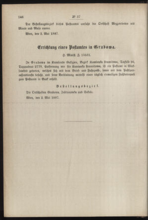 Post- und Telegraphen-Verordnungsblatt für das Verwaltungsgebiet des K.-K. Handelsministeriums 18870508 Seite: 2