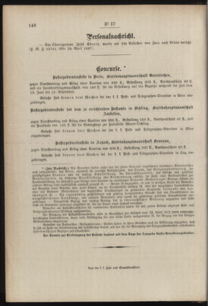 Post- und Telegraphen-Verordnungsblatt für das Verwaltungsgebiet des K.-K. Handelsministeriums 18870508 Seite: 4