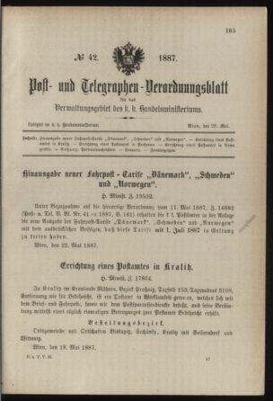 Post- und Telegraphen-Verordnungsblatt für das Verwaltungsgebiet des K.-K. Handelsministeriums