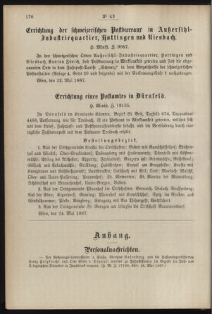 Post- und Telegraphen-Verordnungsblatt für das Verwaltungsgebiet des K.-K. Handelsministeriums 18870602 Seite: 2