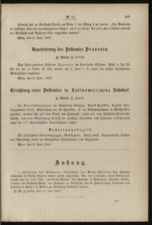 Post- und Telegraphen-Verordnungsblatt für das Verwaltungsgebiet des K.-K. Handelsministeriums 18870620 Seite: 3