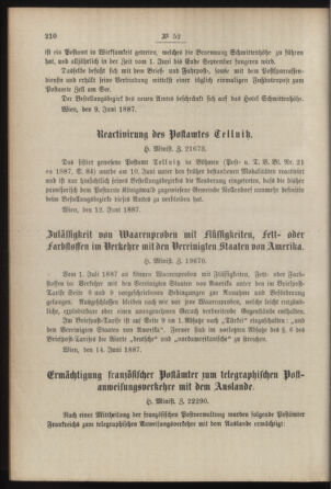 Post- und Telegraphen-Verordnungsblatt für das Verwaltungsgebiet des K.-K. Handelsministeriums 18870624 Seite: 2