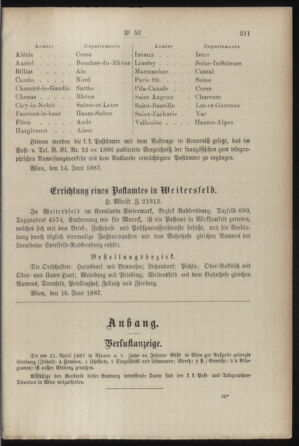 Post- und Telegraphen-Verordnungsblatt für das Verwaltungsgebiet des K.-K. Handelsministeriums 18870624 Seite: 3