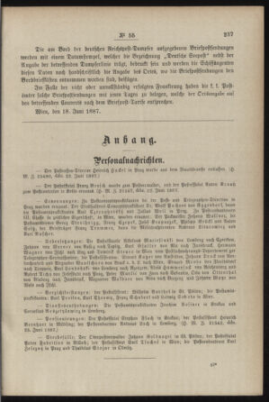 Post- und Telegraphen-Verordnungsblatt für das Verwaltungsgebiet des K.-K. Handelsministeriums 18870630 Seite: 3