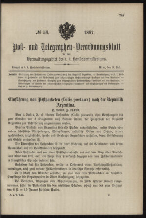 Post- und Telegraphen-Verordnungsblatt für das Verwaltungsgebiet des K.-K. Handelsministeriums