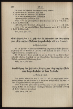 Post- und Telegraphen-Verordnungsblatt für das Verwaltungsgebiet des K.-K. Handelsministeriums 18870708 Seite: 2