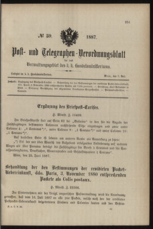 Post- und Telegraphen-Verordnungsblatt für das Verwaltungsgebiet des K.-K. Handelsministeriums