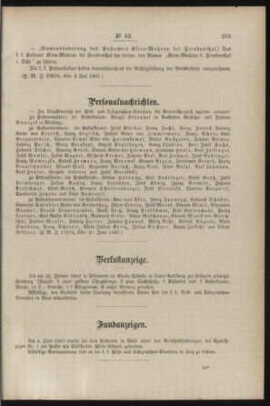 Post- und Telegraphen-Verordnungsblatt für das Verwaltungsgebiet des K.-K. Handelsministeriums 18870716 Seite: 3