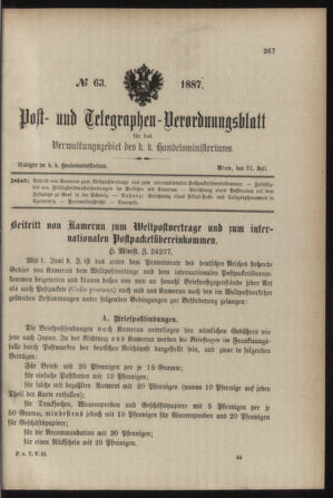 Post- und Telegraphen-Verordnungsblatt für das Verwaltungsgebiet des K.-K. Handelsministeriums