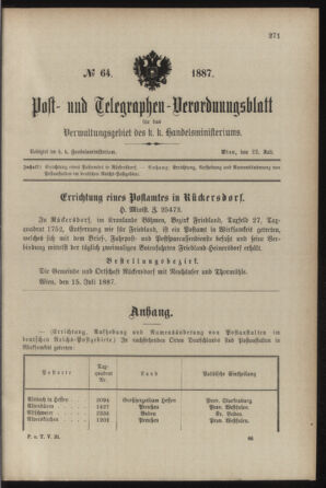 Post- und Telegraphen-Verordnungsblatt für das Verwaltungsgebiet des K.-K. Handelsministeriums