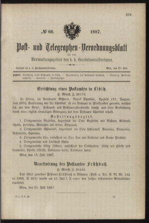 Post- und Telegraphen-Verordnungsblatt für das Verwaltungsgebiet des K.-K. Handelsministeriums