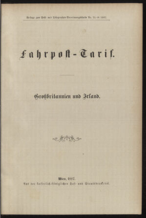 Post- und Telegraphen-Verordnungsblatt für das Verwaltungsgebiet des K.-K. Handelsministeriums 18870809 Seite: 5