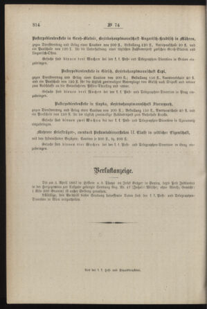 Post- und Telegraphen-Verordnungsblatt für das Verwaltungsgebiet des K.-K. Handelsministeriums 18870825 Seite: 4