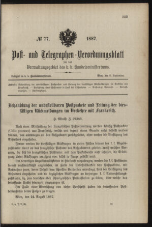 Post- und Telegraphen-Verordnungsblatt für das Verwaltungsgebiet des K.-K. Handelsministeriums