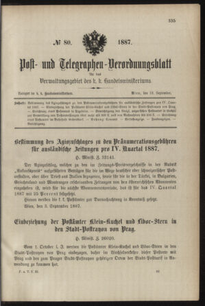 Post- und Telegraphen-Verordnungsblatt für das Verwaltungsgebiet des K.-K. Handelsministeriums