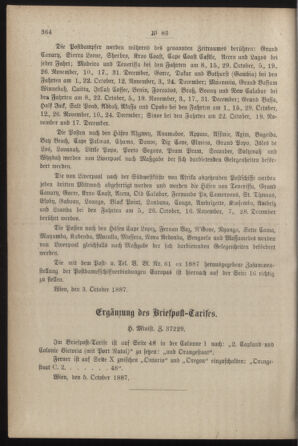 Post- und Telegraphen-Verordnungsblatt für das Verwaltungsgebiet des K.-K. Handelsministeriums 18871014 Seite: 2