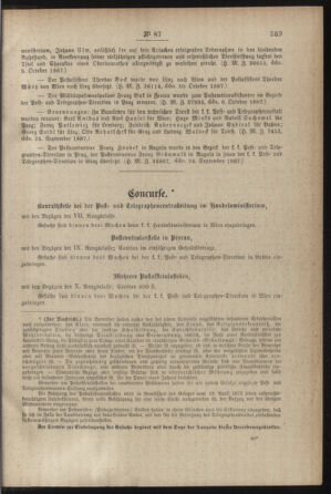 Post- und Telegraphen-Verordnungsblatt für das Verwaltungsgebiet des K.-K. Handelsministeriums 18871016 Seite: 3