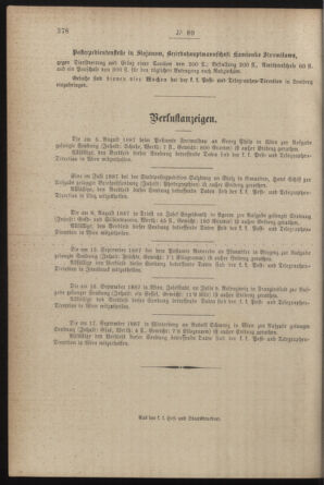 Post- und Telegraphen-Verordnungsblatt für das Verwaltungsgebiet des K.-K. Handelsministeriums 18871020 Seite: 4