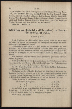 Post- und Telegraphen-Verordnungsblatt für das Verwaltungsgebiet des K.-K. Handelsministeriums 18871026 Seite: 2