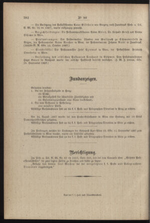 Post- und Telegraphen-Verordnungsblatt für das Verwaltungsgebiet des K.-K. Handelsministeriums 18871026 Seite: 4