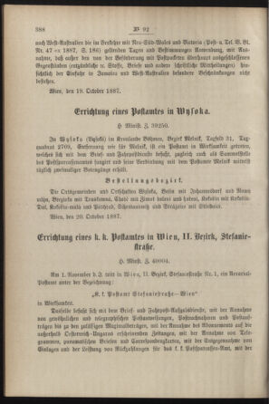 Post- und Telegraphen-Verordnungsblatt für das Verwaltungsgebiet des K.-K. Handelsministeriums 18871104 Seite: 2