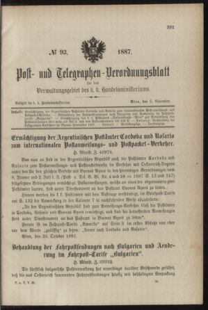 Post- und Telegraphen-Verordnungsblatt für das Verwaltungsgebiet des K.-K. Handelsministeriums