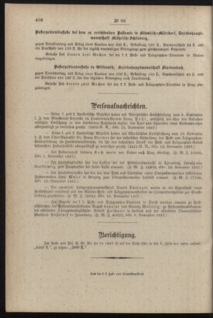 Post- und Telegraphen-Verordnungsblatt für das Verwaltungsgebiet des K.-K. Handelsministeriums 18871118 Seite: 4