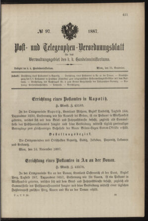 Post- und Telegraphen-Verordnungsblatt für das Verwaltungsgebiet des K.-K. Handelsministeriums