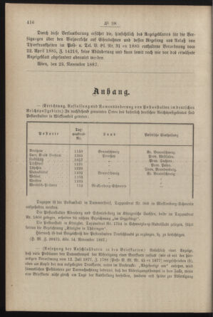 Post- und Telegraphen-Verordnungsblatt für das Verwaltungsgebiet des K.-K. Handelsministeriums 18871130 Seite: 2