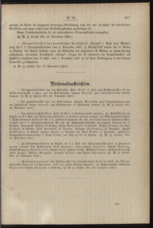 Post- und Telegraphen-Verordnungsblatt für das Verwaltungsgebiet des K.-K. Handelsministeriums 18871130 Seite: 3