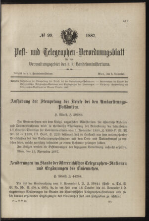 Post- und Telegraphen-Verordnungsblatt für das Verwaltungsgebiet des K.-K. Handelsministeriums