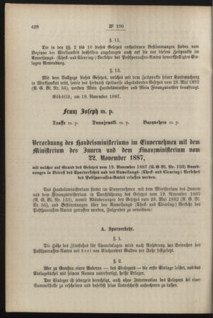 Post- und Telegraphen-Verordnungsblatt für das Verwaltungsgebiet des K.-K. Handelsministeriums 18871204 Seite: 6