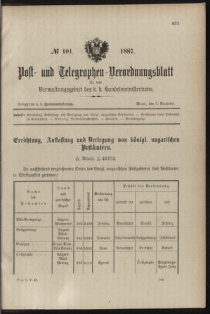 Post- und Telegraphen-Verordnungsblatt für das Verwaltungsgebiet des K.-K. Handelsministeriums