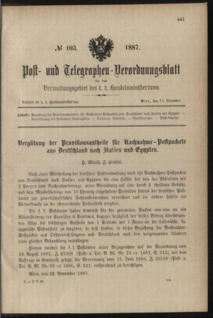 Post- und Telegraphen-Verordnungsblatt für das Verwaltungsgebiet des K.-K. Handelsministeriums