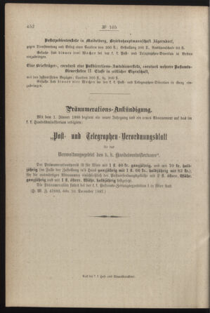 Post- und Telegraphen-Verordnungsblatt für das Verwaltungsgebiet des K.-K. Handelsministeriums 18871221 Seite: 4