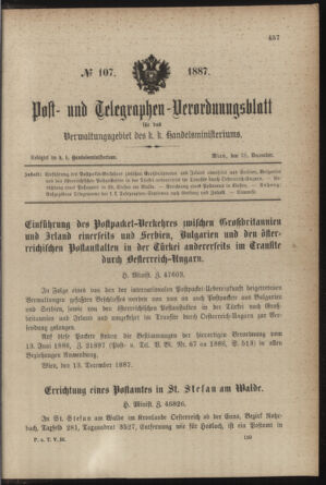 Post- und Telegraphen-Verordnungsblatt für das Verwaltungsgebiet des K.-K. Handelsministeriums