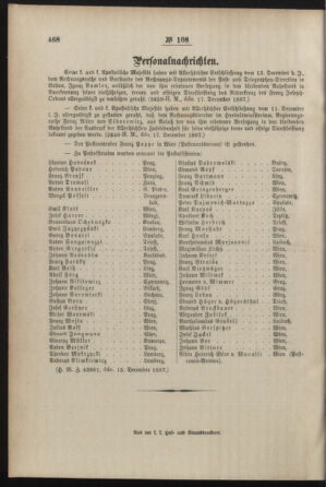 Post- und Telegraphen-Verordnungsblatt für das Verwaltungsgebiet des K.-K. Handelsministeriums 18871229 Seite: 8