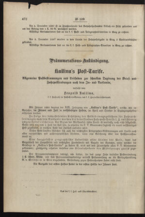 Post- und Telegraphen-Verordnungsblatt für das Verwaltungsgebiet des K.-K. Handelsministeriums 18871231 Seite: 4