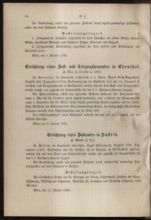 Post- und Telegraphen-Verordnungsblatt für das Verwaltungsgebiet des K.-K. Handelsministeriums 18880118 Seite: 2