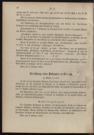 Post- und Telegraphen-Verordnungsblatt für das Verwaltungsgebiet des K.-K. Handelsministeriums 18880218 Seite: 2