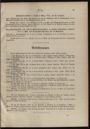 Post- und Telegraphen-Verordnungsblatt für das Verwaltungsgebiet des K.-K. Handelsministeriums 18880222 Seite: 3