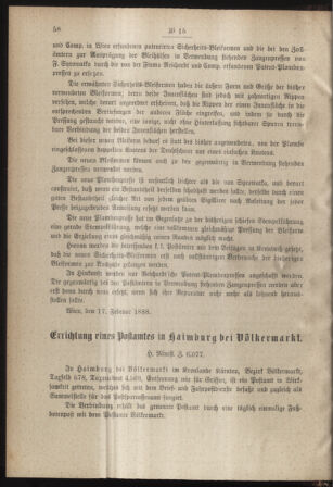 Post- und Telegraphen-Verordnungsblatt für das Verwaltungsgebiet des K.-K. Handelsministeriums 18880227 Seite: 2