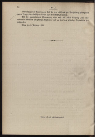 Post- und Telegraphen-Verordnungsblatt für das Verwaltungsgebiet des K.-K. Handelsministeriums 18880229 Seite: 10