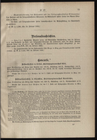 Post- und Telegraphen-Verordnungsblatt für das Verwaltungsgebiet des K.-K. Handelsministeriums 18880303 Seite: 3