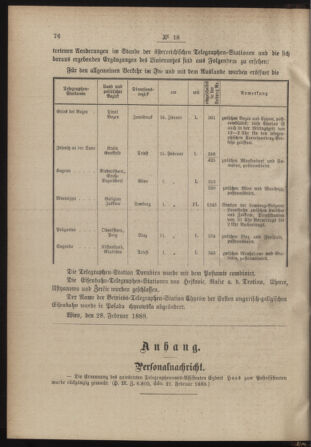 Post- und Telegraphen-Verordnungsblatt für das Verwaltungsgebiet des K.-K. Handelsministeriums 18880306 Seite: 2