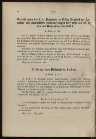 Post- und Telegraphen-Verordnungsblatt für das Verwaltungsgebiet des K.-K. Handelsministeriums 18880312 Seite: 2