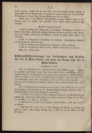 Post- und Telegraphen-Verordnungsblatt für das Verwaltungsgebiet des K.-K. Handelsministeriums 18880320 Seite: 2