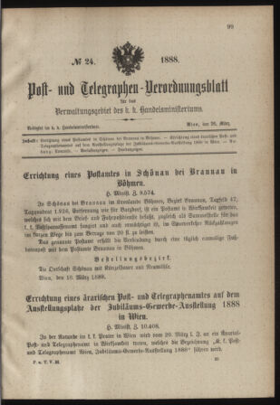 Post- und Telegraphen-Verordnungsblatt für das Verwaltungsgebiet des K.-K. Handelsministeriums 18880326 Seite: 1